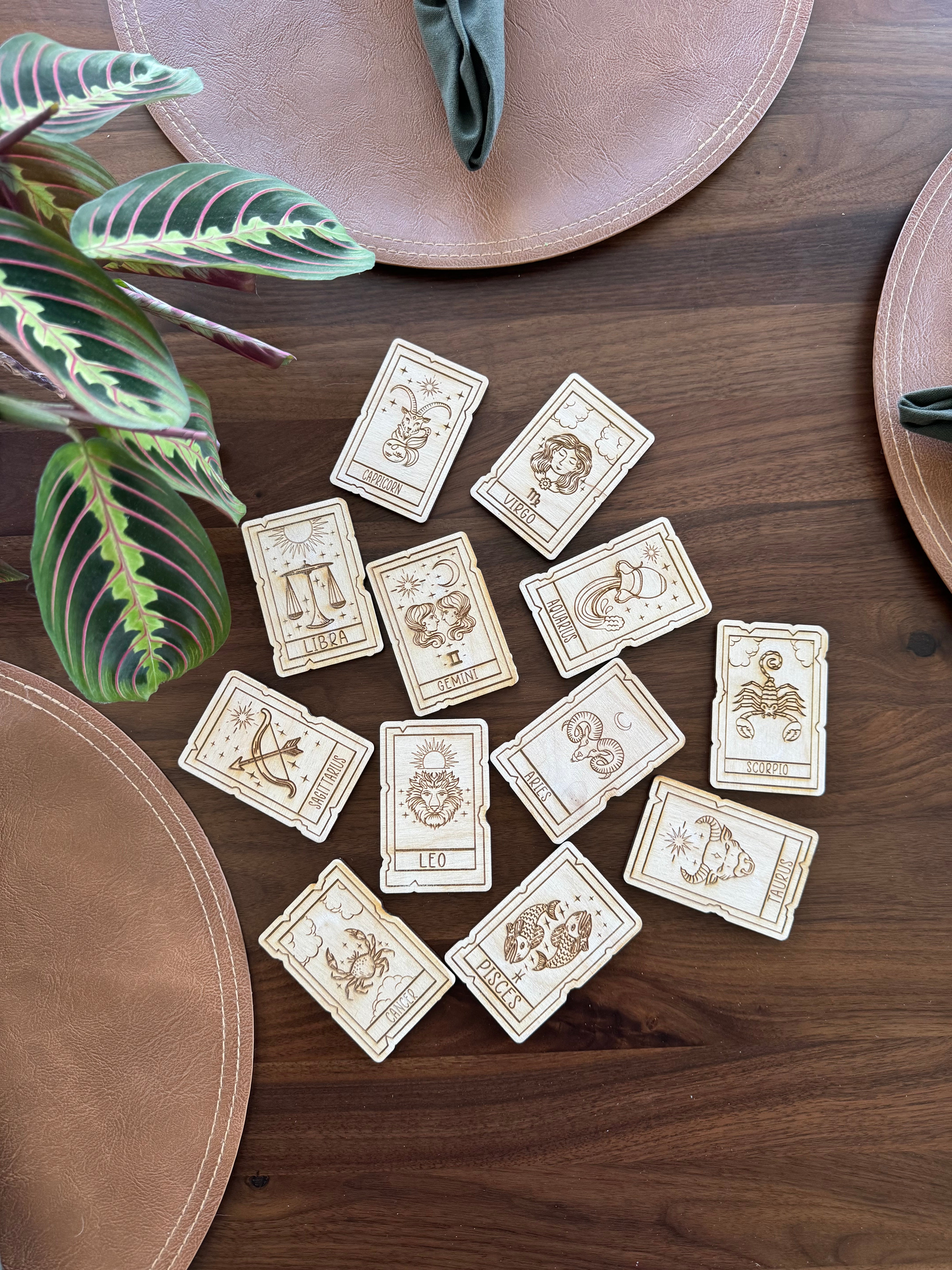 Zodiac Tarot Card Wood Magnets