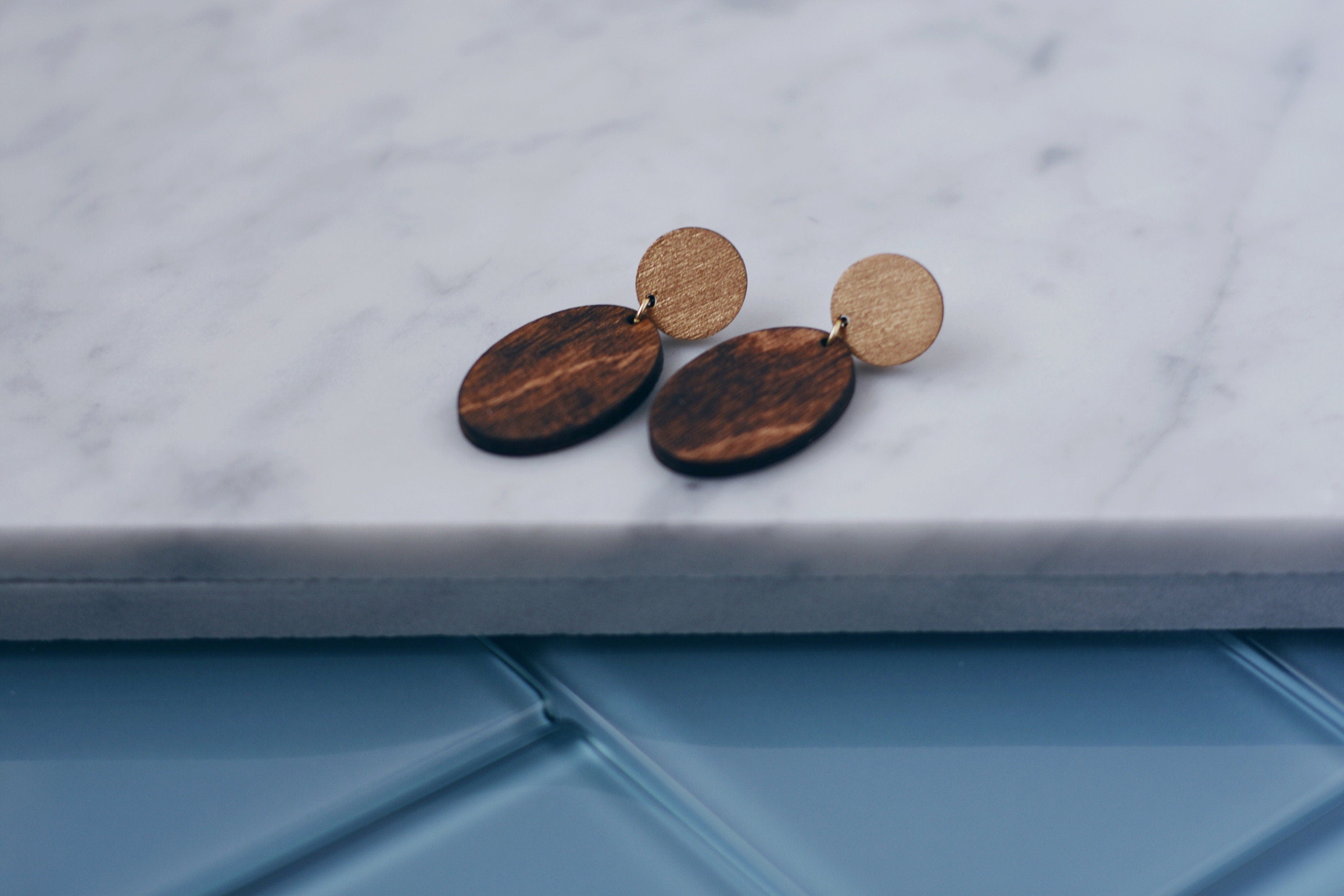 Gold Circle & Oval Earrings