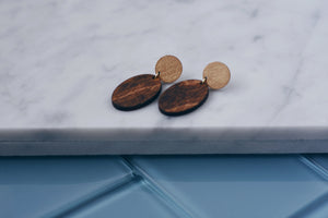 Gold Circle & Oval Earrings