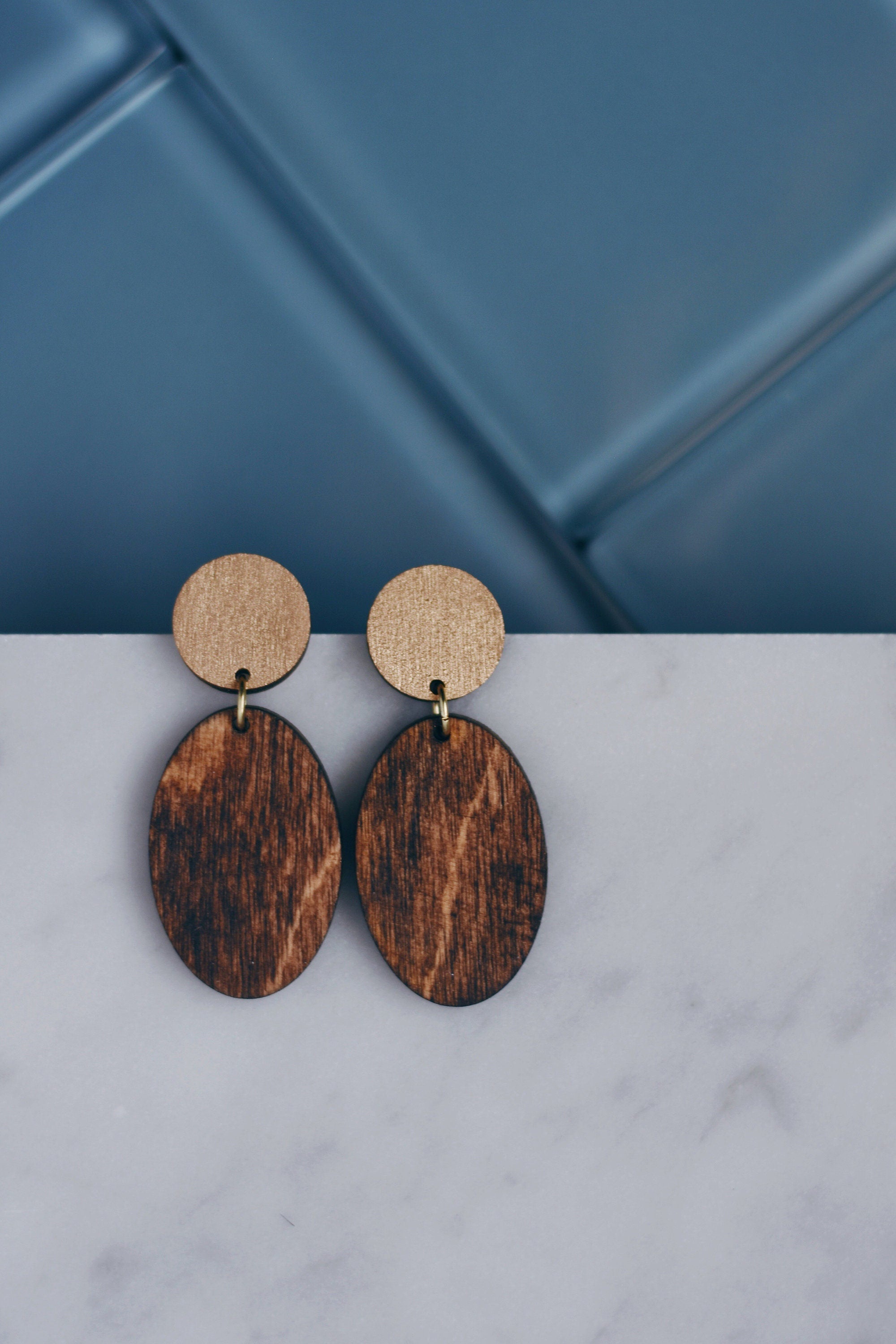 Gold Circle & Oval Earrings