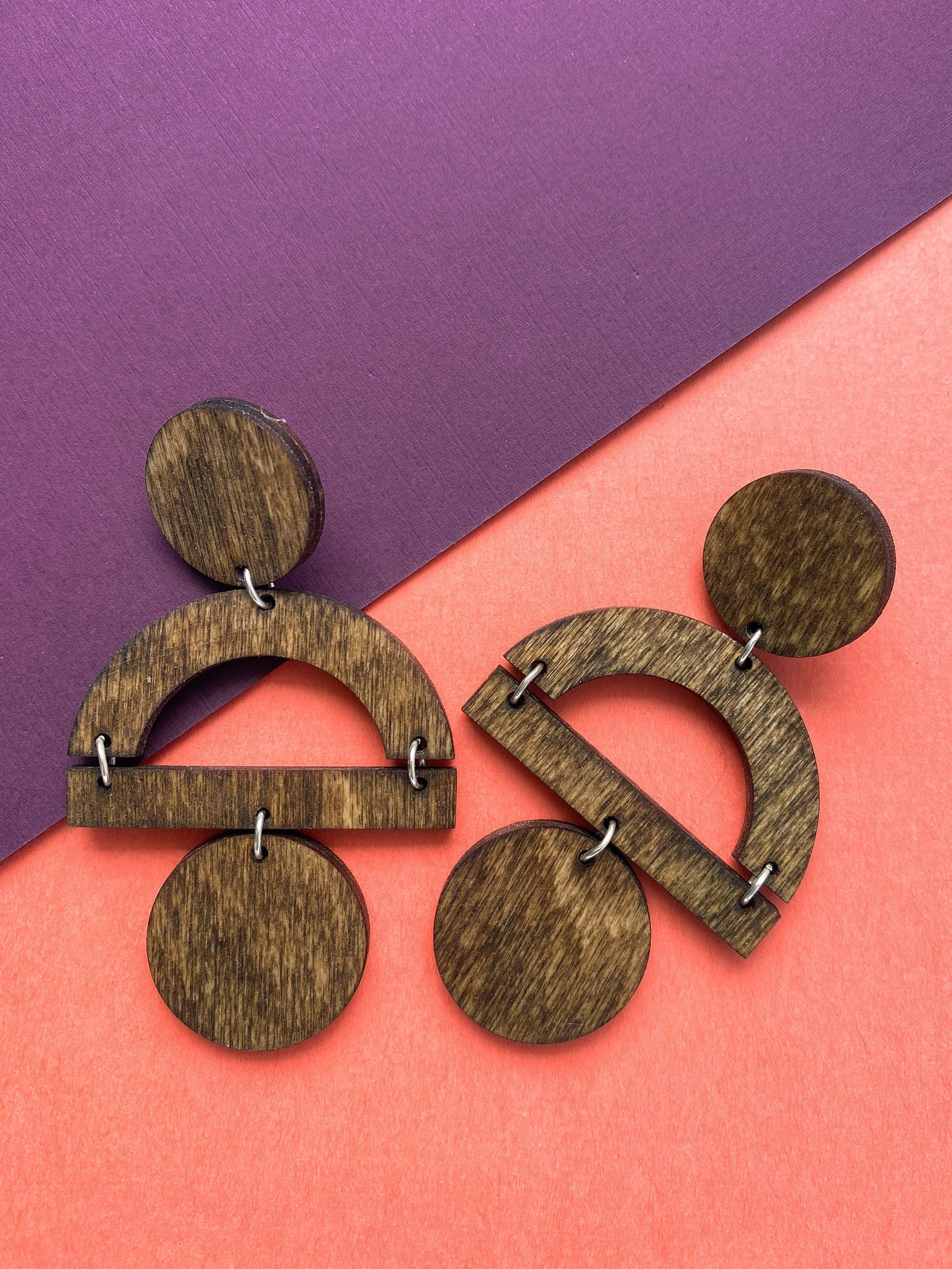 Circle Arc Bar Circle Statement Earrings